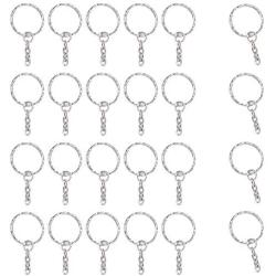 Airssory 50PCS 1 Inch(25mm) Metal Split Key Ring with Chain Platinum Color Key Ring Keychain Ring Parts Open Jump Ring and Connector Accessories for DIY