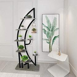 Flower Plant Stand Indoor Pots Stander Display Iron MetalDecorative Plant Holder Pots Holder Shelf Flower Rack Multifunctional Shelf Unit Storage Rack Outdoor Indoor for Living Room Garden (1, Black)