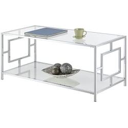 Convenience Concepts Town Square Chrome Coffee Table, Clear Glass / Chrome Frame