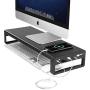 Vaydeer USB 3.0 Aluminum Monitor Stand Metal Riser, with 1 3.5mm Audio Port Connect Your Headset or Microphone, 1TF and 1 SD Built-in Card Readers Used Memory Cards for Read/Write(Black)