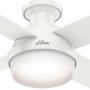 Hunter Dempsey Indoor Low Profile Ceiling Fan with LED Light and Remote Control, 44'', White