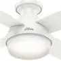 Hunter Dempsey Indoor Low Profile Ceiling Fan with LED Light and Remote Control, 44'', White
