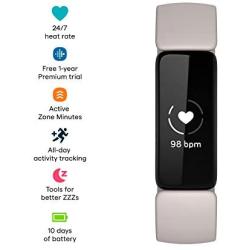 Fitbit Inspire 2 Health & Fitness Tracker with a Free 1-Year Fitbit Premium Trial, 24/7 Heart Rate, Black/White, One Size (S & L Bands Included)