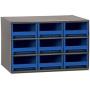 Akro-Mils 9-Drawer Steel Parts Craft Storage Cabinet Hardware Organizer, 19909, (17-Inch W x 11-Inch D x 11-Inch H), Gray Cabinet, Blue Drawers