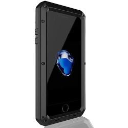 CarterLily iPhone 7 Plus Case, iPhone 8 Plus Case, Full Body Shockproof Dustproof Waterproof Aluminum Alloy Metal Gorilla Glass Cover Case for Apple iPhone 7 8 Plus 5.5 inch - Black