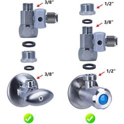 YUHX Metal Brass 3/8 Feed Water Adapter Water Line T Valve Adapter 1/4'' OD Push Fit Angle Stop Adapter for Water Purifier RO System,ice maker,Fits Both 3/8'' & G1/2'' Connection water line splitter 1/4