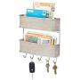 mDesign Wall Mount Metal Mail Organizer Storage Basket - 2 Tiers, 5 Hooks - for Entryway, Mudroom, Hallway, Kitchen, Office - Holds Letters, Magazines, Coats, Keys - Satin/Gray Wood Finish mDesign Wall Mount Metal Mail Organizer Storage Basket - 2 Tiers, 5 Hooks - for Entryway, Mudroom, Hallway, Kitchen, Office - Holds Letters, Magazines, Coats, Keys - Satin/Gray Wood Finish