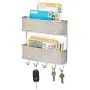 mDesign Wall Mount Metal Mail Organizer Storage Basket - 2 Tiers, 5 Hooks - for Entryway, Mudroom, Hallway, Kitchen, Office - Holds Letters, Magazines, Coats, Keys - Satin/Gray Wood Finish mDesign Wall Mount Metal Mail Organizer Storage Basket - 2 Tiers, 5 Hooks - for Entryway, Mudroom, Hallway, Kitchen, Office - Holds Letters, Magazines, Coats, Keys - Satin/Gray Wood Finish