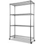 Alera Complete Wire Shelving Unit w/Caster, 48'' x 18'' x 72'', Black Anthracite