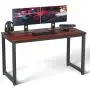Coleshome Computer Desk 55 inch Modern Sturdy Office Desk Study Writing Desk for Home Office,Teak