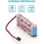 Tenergy 2 Pack Receiver Battery, 6V NiMH Rechargeable RC Battery Pack with Hitec Connector, 1600mAh High Capacity Side by Side 5C Flat RX Battery for RC Vehicles