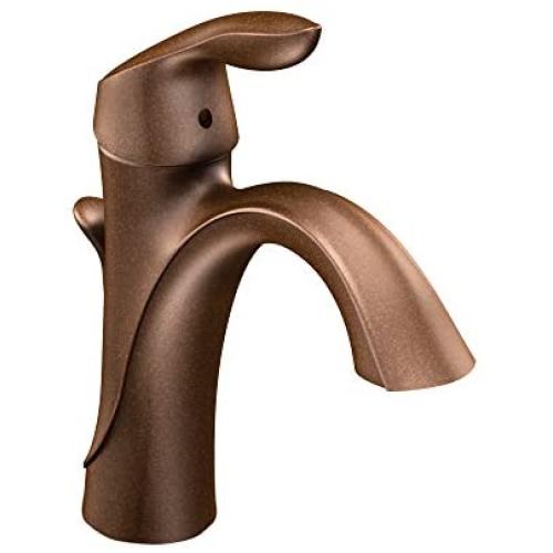 MOEN 6400ORB Eva Collection One Handle Single Hole Bathroom Sink Faucet with Optional Deckplate, 1 count, Oil Rubbed Bronze
