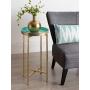 Kate and Laurel Celia Round Foldable Tray Accent Table, 14'' x 14'' x 25.75'', Light Teal and Gold, Modern Minimalist Design and Magnetic Tabletop
