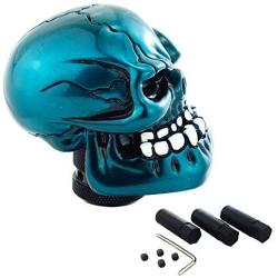 Lunsom Skull Shift Knobs Resin Shifter Head Most Car Transmission Shifting Stick Handle Fit Most Automatic Manual Vehicle (Metal Blue)