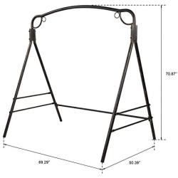 VINGLI Upgraded Metal Porch Swing Stand with Antique Bronze Finish, Heavy Duty 800 LBS Weight Capacity Steel Swing Frame with Extra Side Bars, Powder Coated Hanging Swing Frame Set for Outdoors