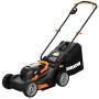 Worx WG743 40V PowerShare 4.0Ah 17'' Lawn Mower w/ Mulching & Intellicut (2x20V Batteries),Black and Orange