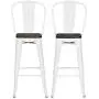 DHP Luxor 30'' Metal Wood Seat, White, Set of 2 Bar Stool DHP Luxor 30'' Metal Wood Seat, White, Set of 2 Bar Stool