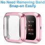 HAPAW Metal Bands Plus Screen Protector Case Compatible with Fitbit Versa 2, Stainless Steel Magnetic Mesh Strap Men Women Bracelet Wristbands Accessories with 2-Pack Bumper Cover for Versa 2 Smartwatch (RosePink, Large)