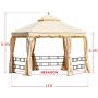 Erommy 12FT Outdoor Canopy Gazebo Hexagonal Double Roof Patio Gazebo Steel Frame Pavilion with Netting and Shade Curtains for Garden,Patio,Party Canopy-Beige
