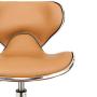 Mefeir Hydraulic Rolling Salon Stool Padded with Back Rest, Modern Cushion Drafting Chair on Wheels for Office Home Kitchen Counter, Height Adjustable Swivel Barstool, PVC Leather