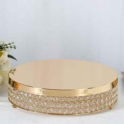 Efavormart Gold Grand Wedding Beaded Crystal Metal Cake Centerpiece Stand Wedding Party Rise Cake Display Stand - 15.5'' Diameter