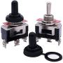 Twidec /3Pcs Heavy Duty Rocker Momentary Toggle Switch 20A 125V SPDT 3 Position 3 Pin (ON)-Off-(ON) Switch with Metal Bat Waterproof Boot Cap Cover Ten-123