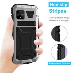 Simicoo Googel Pixel 4 XL Aluminum Alloy Metal Bumper Silicone Case Hybrid Military Shockproof Heavy Duty Armor Defender Tough Built-in Gorilla Glass Cover for Googel Pixel 4 XL (Sliver, Pixel 4XL)