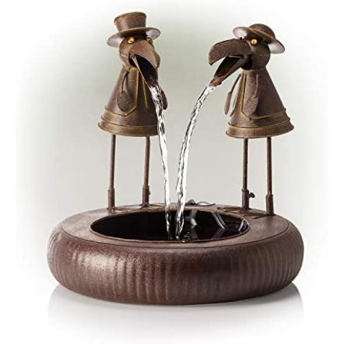 Alpine Corporation NCY356 Metal Toucan Outdoor Water Fountain for Garden, Patio, Deck, Porch-Yard Art Decor, 20-Inch Tall, Brown