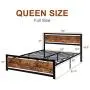 YAKEY Bed Frame Queen Size with Headboard/Platform Metal Bed Frame with Footboard Heavy Duty Metal Bed Frame/Strong Slat Support/No Box Spring Needed/Easy Assembly