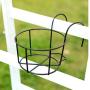 4 Pack Hanging Railing Planters Flower Pot Holders Plant Iron Racks Fence Metal Potted Stand Mounted Balcony Round Plant Baskets Shelf Container Box for Indoor&Outdoor Use-Black,Garden Steel Pots,6.3''