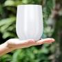 Stainless Steel Stemless Wine Tumbler - THILY 12 oz Vacuum Insulated Travel Cup Set with Sliding Lid and Metal Straw, for Coffee, Cocktails, Christmas Gifts, 2 Pack(Rose Gold + White)