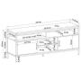 Wide Entertainment Center TV Media Stand by CAFFOZ Furniture Designs | with Two Doors and Storage Shelves | Sturdy | Easy Assembly | Brown Oak Wood Look Accent Furniture with Metal Frame