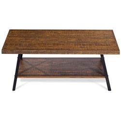 Olee Sleep 46'' Cocktail Wood & Metal Legs Coffee Table, Rustic Brown