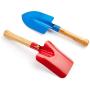 4-Piece Set 8'' Kids Gardening Tools, Made of Metal with Sturdy Wooden Handle, Safe Toy Gardening Equipment Fork, Trowel, Rake & Shovel for Children Beach Sandbox Toy