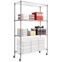Alera Complete Wire Shelving Unit w/Caster, 48'' x 18'' x 72'', Black Anthracite