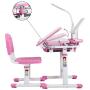 Ubbie Kids Desk and Chair Set,Height Adjustable Children Study Desk with Tilt Desktop & Metal Hook & LED Light & Bookstand and Storage Drawer for Boys Girls Pink