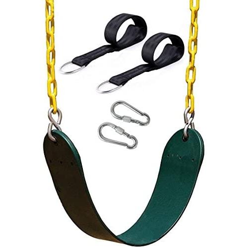 OLIVIA & AIDEN Heavy Duty Swing Seat with Rubber Coated 66” Chain, Tree Swing Straps, Mounting Caribiners | Complete Swing Set | Swing Set Accessories and Replacement Seat | Outdoor Tree Swing