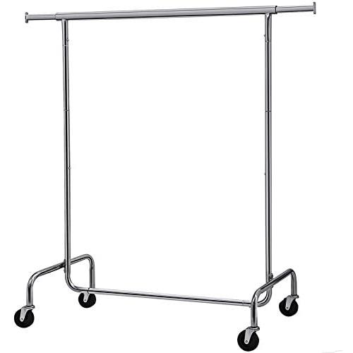 SONGMICS Clothes Garment Rack Heavy Duty Maximum Capacity 300 lb Clothing Rack on Wheels All Metal Chrome Extendable UHSR11S