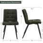 Duhome Dining Chairs Reception Chairs, Accent Living Room Chairs Fabric with Black Metal Legs for Living Room/Kitchen/Vanity Set of 4 Green