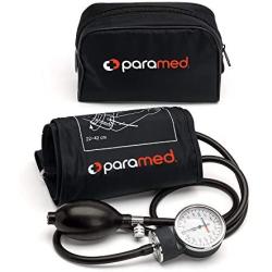 PARAMED Aneroid Sphygmomanometer – Manual Blood Pressure Cuff with Universal Cuff 8.7 - 16.5'' and D-Ring – Carrying Case in The kit – Black – Stethoscope Not Included