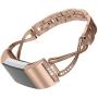 Glebo Compatible with Fitbit Charge 2 Bands for Women, Bing Straps Metal Bracelet Bangle Wristbands Accessories Replacement Bands for Fitbit Charge 2 Band Small Large, Rose Gold