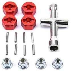 FPVDrone RC 12mm Wheel Hex Hubs Adapters 7mm Thickness+M4 Flanged Lock Nuts Cross Wrench for Traxxas 1/10 Stampede Slash 4x4 RC Car Parts