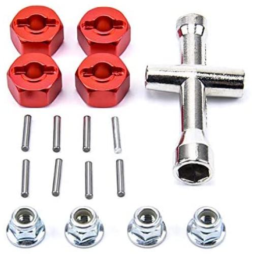 FPVDrone RC 12mm Wheel Hex Hubs Adapters 7mm Thickness+M4 Flanged Lock Nuts Cross Wrench for Traxxas 1/10 Stampede Slash 4x4 RC Car Parts