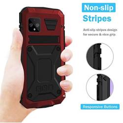 Simicoo Googel Pixel 4 XL Aluminum Alloy Metal Bumper Silicone Case Hybrid Military Shockproof Heavy Duty Armor Defender Tough Built-in Gorilla Glass Cover for Googel Pixel 4 XL (Red, Pixel 4XL)