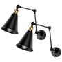 2 Pack Swing Arm Wall Sconces - Adjustable Hardwired Swing Arm Wall Lights Industrial Metal Vintage Wall Mount Lamp