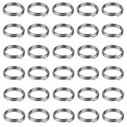 HUIHUIBAO 200 Pieces 8mm Metal Split Rings Nickel Plated Small Key Chain Ring Part for Ornament Crafts and Jewelry Making，Silver