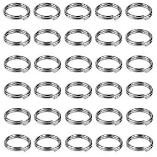 HUIHUIBAO 200 Pieces 8mm Metal Split Rings Nickel Plated Small Key Chain Ring Part for Ornament Crafts and Jewelry Making，Silver