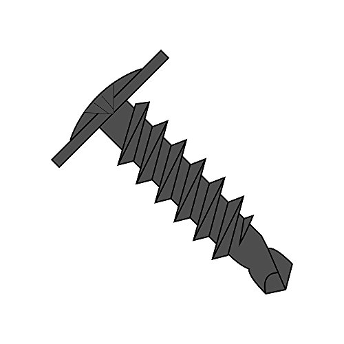 Steel Self-Drilling Screw, Black Phosphate Finish, Modified Truss Head, Phillips Drive, #3 Drill Point, #10-16 Thread Size, 1'' Length (Pack of 50)