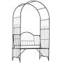 Outsunny Outdoor Garden Arbor Arch Steel Metal with Bench Seat - Black