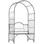Outsunny Outdoor Garden Arbor Arch Steel Metal with Bench Seat - Black Outsunny Outdoor Garden Arbor Arch Steel Metal with Bench Seat - Black